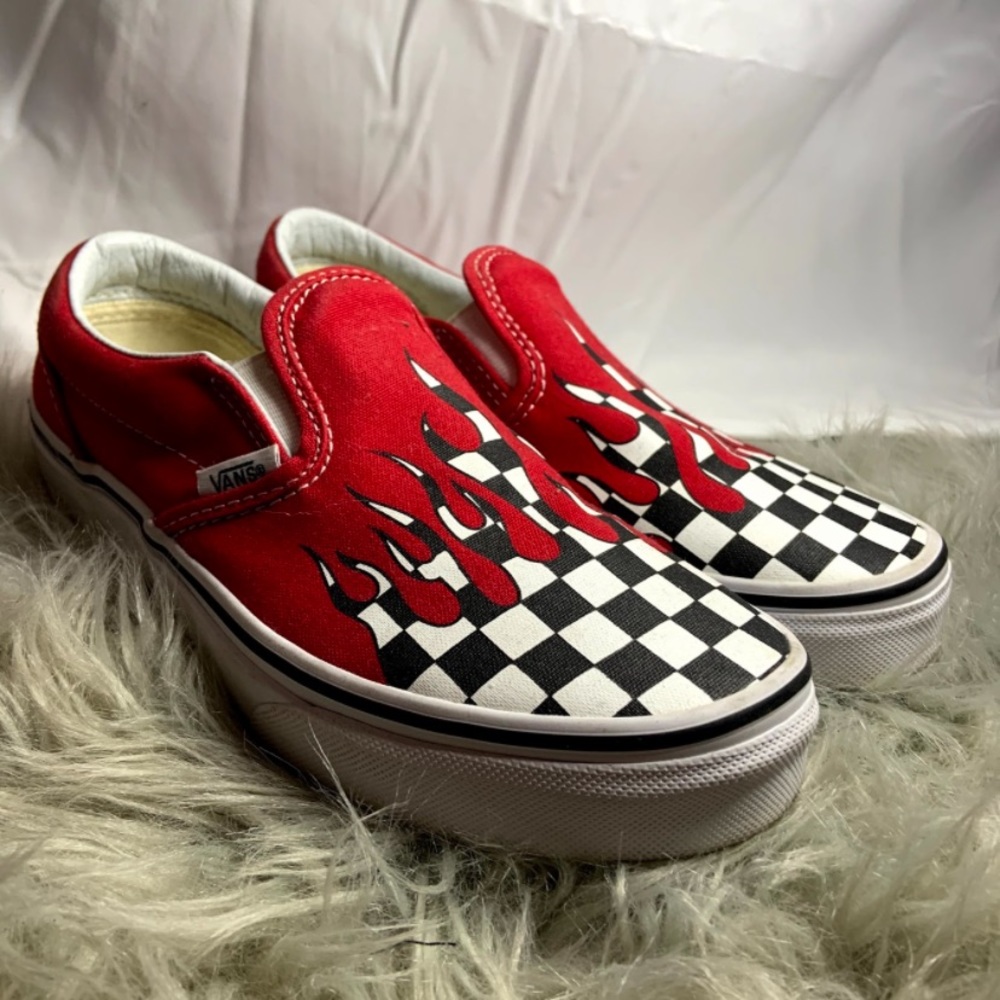 VANS BIG KIDS RED DRIP CHECK ATHLETIC SHOE